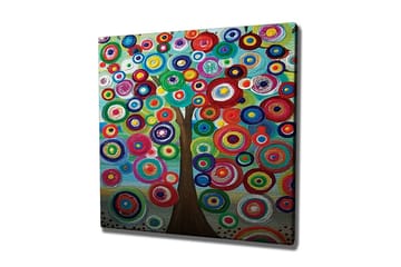 Lerretsbilde - Fargerik trekrone med sirkulære former - Grønn / Rød / Blå - Interiør - Maleri & posters - Lerretsbilder