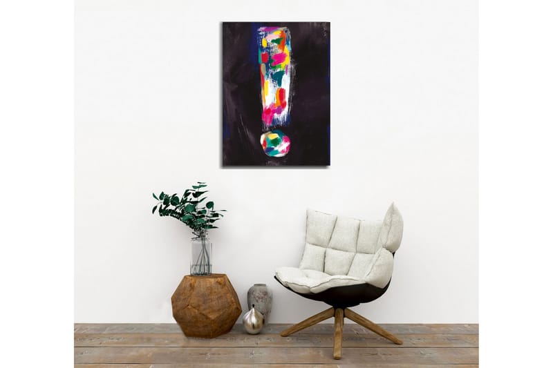 Lerretsbilde - Fargerik utropstegnkomposisjon - Mørk blå / Rosa / Grønn - Interiør - Maleri & posters - Lerretsbilder