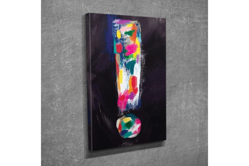 Lerretsbilde - Fargerik utropstegnkomposisjon - Mørk blå / Rosa / Grønn - Interiør - Maleri & posters - Lerretsbilder