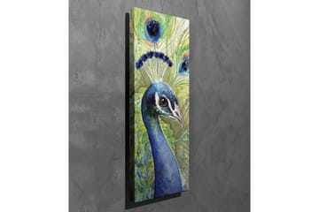 Lerretsbilde - Fargerik påfugl med utsmykket fjærdrakt - Blå / Grønn / Svart - Interiør - Maleri & posters - Lerretsbilder