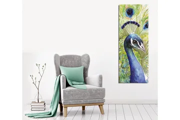 Lerretsbilde - Fargerik påfugl med utsmykket fjærdrakt - Blå / Grønn / Svart - Interiør - Maleri & posters - Lerretsbilder