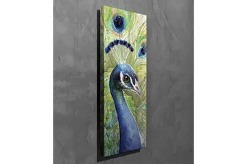 Lerretsbilde - Fargerik påfugl med utsmykket fjærdrakt - Blå / Grønn / Svart - Interiør - Maleri & posters - Lerretsbilder