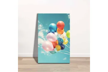 Lerretsbilde - Fargerike ballonger som svever mot en klar himmel - Blå / Rosa / Gul - Interiør - Maleri & posters - Lerretsbilder