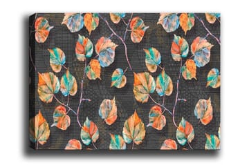 Lerretsbilde - Fargerike blader i en harmonisk komposisjon - Grønn / Oransje / Blå - Interiør - Maleri & posters - Lerretsbilder
