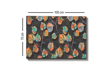 Lerretsbilde - Fargerike blader i en harmonisk komposisjon - Grønn / Oransje / Blå - Interiør - Maleri & posters - Lerretsbilder