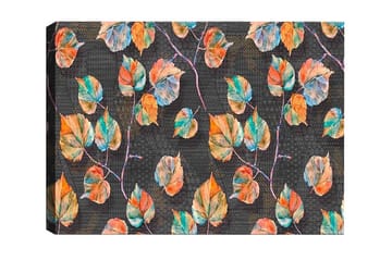 Lerretsbilde - Fargerike blader mot en mørk bakgrunn - Grønn / Oransje / Blå - Interiør - Maleri & posters - Lerretsbilder