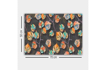 Lerretsbilde - Fargerike blader mot en mørk bakgrunn - Grønn / Oransje / Blå - Interiør - Maleri & posters - Lerretsbilder