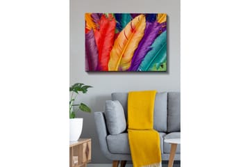 Lerretsbilde - Fargerike fjær i forskjellige nyanser - Rød / Lilla / Oransje - Interiør - Maleri & posters - Lerretsbilder