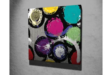 Lerretsbilde - Fargerike sirkler i en dynamisk komposisjon - Turkis / Lilla / Gul - Interiør - Maleri & posters - Lerretsbilder