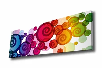 Lerretsbilde - Fargerike spiraler i forskjellige størrelser - Rød / Grønn / Blå - Interiør - Maleri & posters - Lerretsbilder