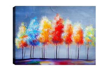Lerretsbilde - Fargerike trær i høstfarger - Rød / Oransje / Blå - Interiør - Maleri & posters - Lerretsbilder