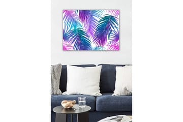 Lerretsbilde - Fargerike palmeblader i en levende komposisjon - Lilla / Turkis / Blå - Interiør - Maleri & posters - Lerretsbilder