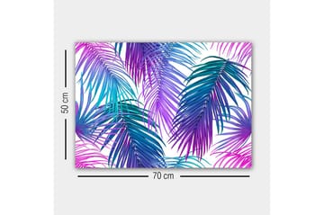 Lerretsbilde - Fargerike palmeblader i en levende komposisjon - Lilla / Turkis / Blå - Interiør - Maleri & posters - Lerretsbilder