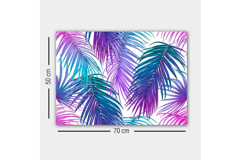 Lerretsbilde - Fargerike palmeblader i en levende komposisjon - Lilla / Turkis / Blå - Interiør - Maleri & posters - Lerretsbilder