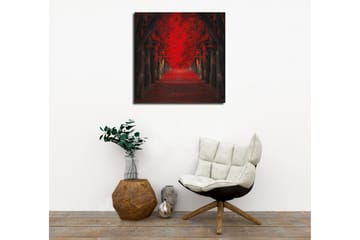 Lerretsbilde - Frodig allé med intenst røde trær i høstfarger - Rød / Svart - Interiør - Maleri & posters - Lerretsbilder