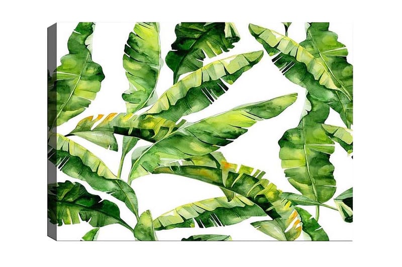 Lerretsbilde - Frodig løvverk med tropiske planter, Mørkegrønn / Lysegrønn / Gulgrønn