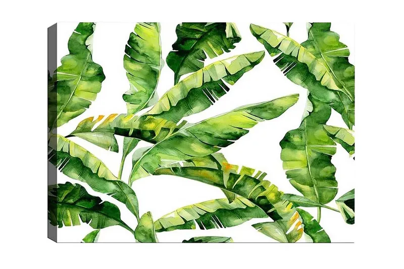 Lerretsbilde - Frodig løvverk med tropiske planter, Mørkegrønn / Lysegrønn / Gulgrønn