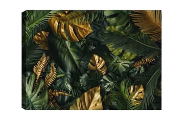 Lerretsbilde - Frodig samling av tropisk løvverk - Mørkegrønn / Gull / Lysegrønn - Interiør - Maleri & posters - Lerretsbilder