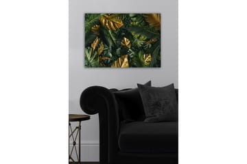 Lerretsbilde - Frodig samling av tropisk løvverk - Mørkegrønn / Gull / Lysegrønn - Interiør - Maleri & posters - Lerretsbilder