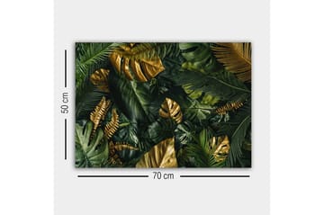 Lerretsbilde - Frodig samling av tropisk løvverk - Mørkegrønn / Gull / Lysegrønn - Interiør - Maleri & posters - Lerretsbilder