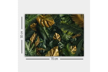 Lerretsbilde - Frodig samling av tropisk løvverk - Mørkegrønn / Gull / Lysegrønn - Interiør - Maleri & posters - Lerretsbilder