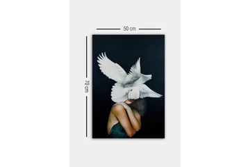 Lerretsbilde - Fugler som svever over en kvinne med bar skulder - Hvit / Svart / Hudfarge - Interiør - Maleri & posters - Lerretsbilder