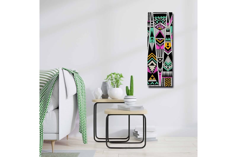 Lerretsbilde - Geometrisk komposisjon med fargerike mønstre - Svart / Turkis / Rosa - Interiør - Maleri & posters - Lerretsbilder