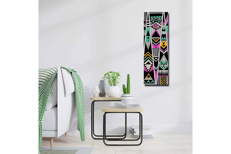 Lerretsbilde - Geometrisk komposisjon med fargerike mønstre - Svart / Turkis / Rosa - Interiør - Maleri & posters - Lerretsbilder