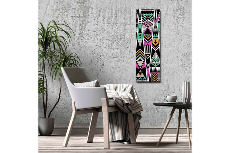 Lerretsbilde - Geometrisk komposisjon med fargerike mønstre - Svart / Turkis / Rosa - Interiør - Maleri & posters - Lerretsbilder