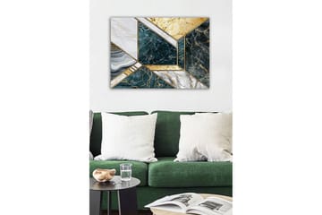 Lerretsbilde - Geometrisk komposisjon med marmorlignende overflater - Mørkegrønn / Hvit / Gull - Interiør - Maleri & posters - Lerretsbilder