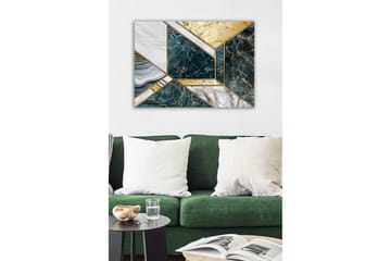 Lerretsbilde - Geometrisk komposisjon med marmorlignende overflater - Mørkegrønn / Hvit / Gull - Interiør - Maleri & posters - Lerretsbilder