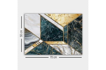 Lerretsbilde - Geometrisk komposisjon med marmorlignende overflater - Mørkegrønn / Hvit / Gull - Interiør - Maleri & posters - Lerretsbilder