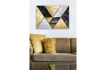 Lerretsbilde - Geometrisk komposisjon med marmorlignende trekanter i forskjellige farger - Gull / Svart / Hvit - Interiør - Maleri & posters - Lerretsbilder