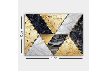 Lerretsbilde - Geometrisk komposisjon med marmorlignende trekanter i forskjellige farger - Gull / Svart / Hvit - Interiør - Maleri & posters - Lerretsbilder