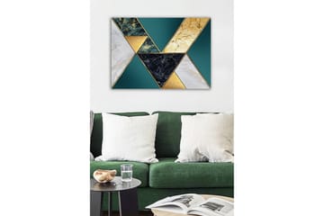 Lerretsbilde - Geometrisk komposisjon med trekanter i forskjellige materialer og farger - Mørkegrønn / Gull / Svart - Interiør - Maleri & posters - Lerretsbilder