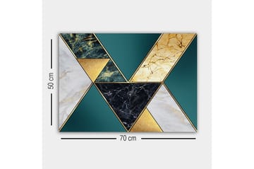 Lerretsbilde - Geometrisk komposisjon med trekanter i forskjellige materialer og farger - Mørkegrønn / Gull / Svart - Interiør - Maleri & posters - Lerretsbilder