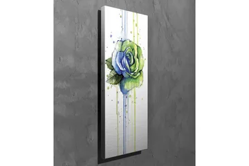 Lerretsbilde - Grønn og blå rose med dryppende akvarelleffekter - Grønn / Blå - Interiør - Maleri & posters - Lerretsbilder