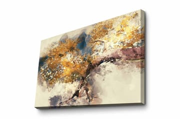 Lerretsbilde - Gyldne tregrener mot en myk bakgrunn - Gull / Brun / Blå - Interiør - Maleri & posters - Lerretsbilder