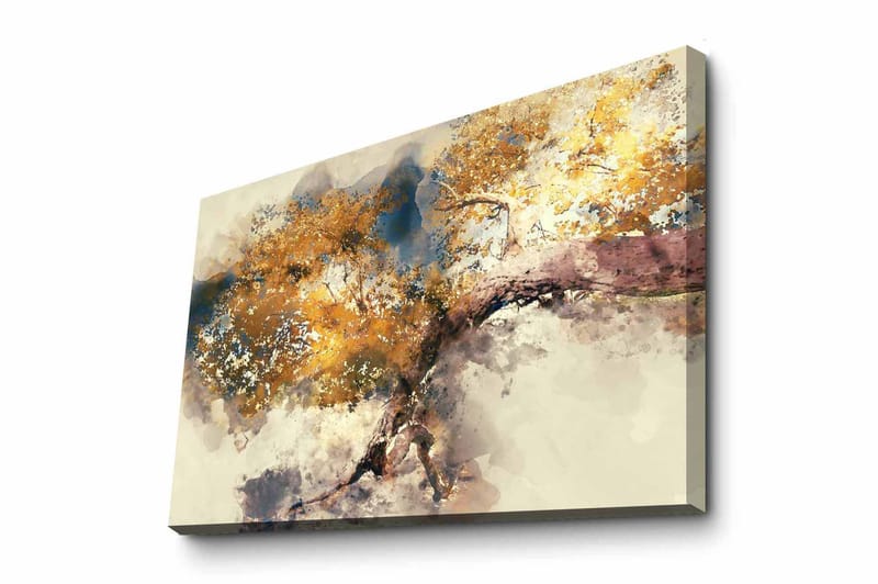 Lerretsbilde - Gyldne tregrener mot en myk bakgrunn - Gull / Brun / Blå - Interiør - Maleri & posters - Lerretsbilder