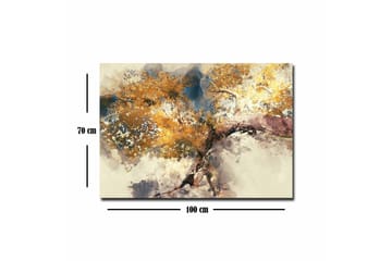 Lerretsbilde - Gyldne tregrener mot en myk bakgrunn - Gull / Brun / Blå - Interiør - Maleri & posters - Lerretsbilder