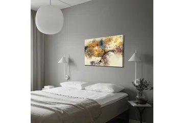 Lerretsbilde - Gyldne tregrener mot en myk bakgrunn - Gull / Brun / Blå - Interiør - Maleri & posters - Lerretsbilder