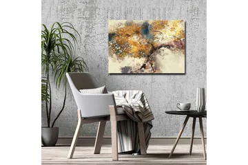 Lerretsbilde - Gyldne tregrener mot en myk bakgrunn - Gull / Brun / Blå - Interiør - Maleri & posters - Lerretsbilder