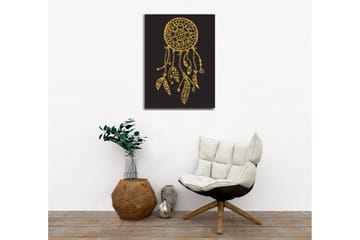 Lerretsbilde - Gyllen drømmefanger med detaljerte mønstre og anheng - Gull / Svart - Interiør - Maleri & posters - Lerretsbilder