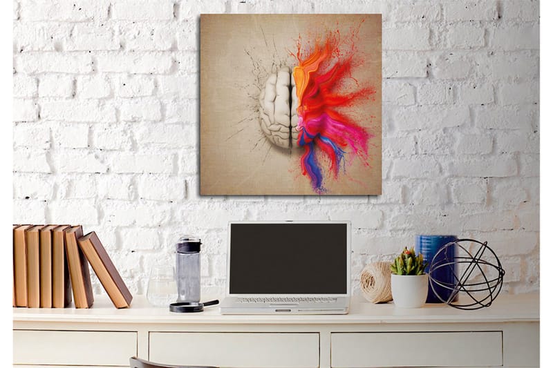 Lerretsbilde - Hjernen sprenger av fargerike eksplosjoner av kreativitet - Rød / Oransje / Rosa - Interiør - Maleri & posters - Lerretsbilder