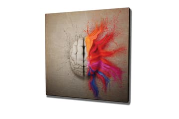 Lerretsbilde - Hjernen sprenger av fargerike eksplosjoner av kreativitet - Rød / Oransje / Rosa - Interiør - Maleri & posters - Lerretsbilder