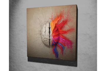 Lerretsbilde - Hjernen sprenger av fargerike eksplosjoner av kreativitet - Rød / Oransje / Rosa - Interiør - Maleri & posters - Lerretsbilder