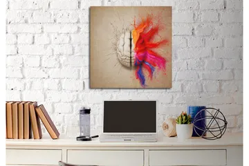 Lerretsbilde - Hjernen sprenger av fargerike eksplosjoner av kreativitet - Rød / Oransje / Rosa - Interiør - Maleri & posters - Lerretsbilder