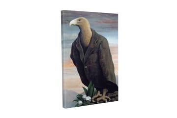 Lerretsbilde - Humanisert ørn i dress som står på en klippe - Mørk brun / Grønn / Lys blå - Interiør - Maleri & posters - Lerretsbilder