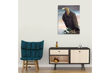 Lerretsbilde - Humanisert ørn i dress som står på en klippe - Mørk brun / Grønn / Lys blå - Interiør - Maleri & posters - Lerretsbilder