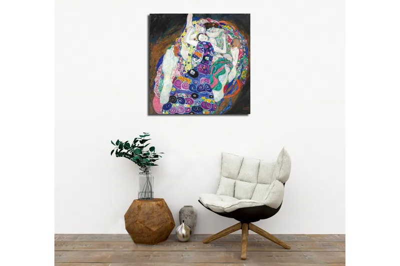 Lerretsbilde - Intim fellesskap mellom flere kvinner i en fargerik omfavnelse - Grønn / Lilla / Rosa - Interiør - Maleri & posters - Lerretsbilder